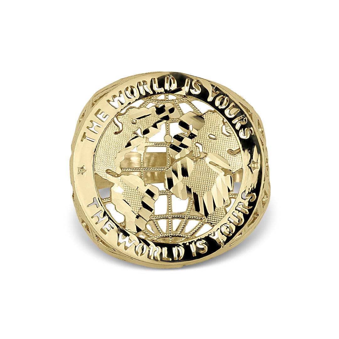 10k Gold Classic World Is Yours Round Ring