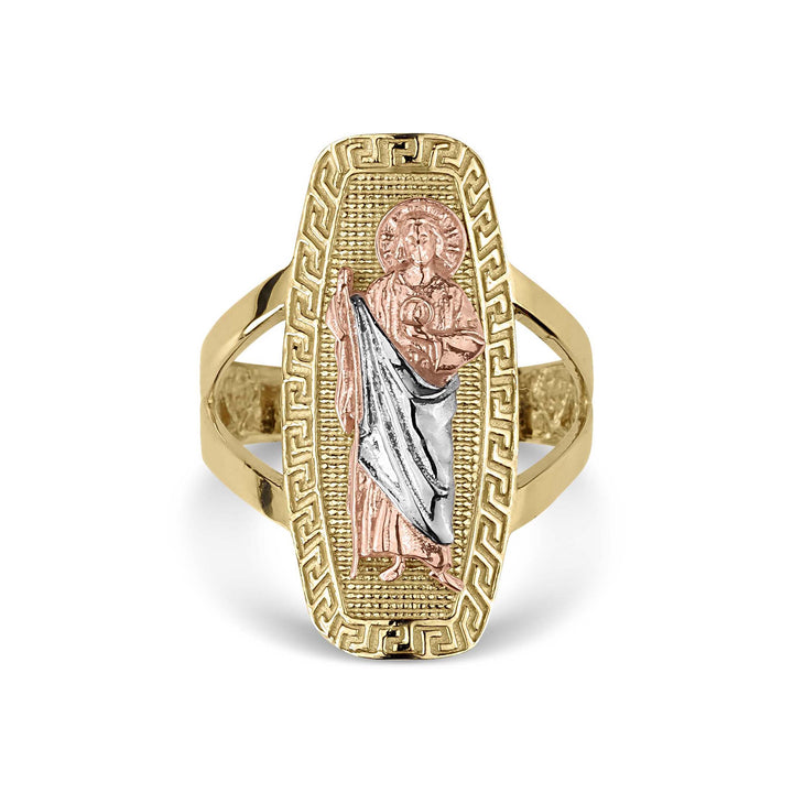 10k & 14k Gold San Judas Rounded Rectangle Ring