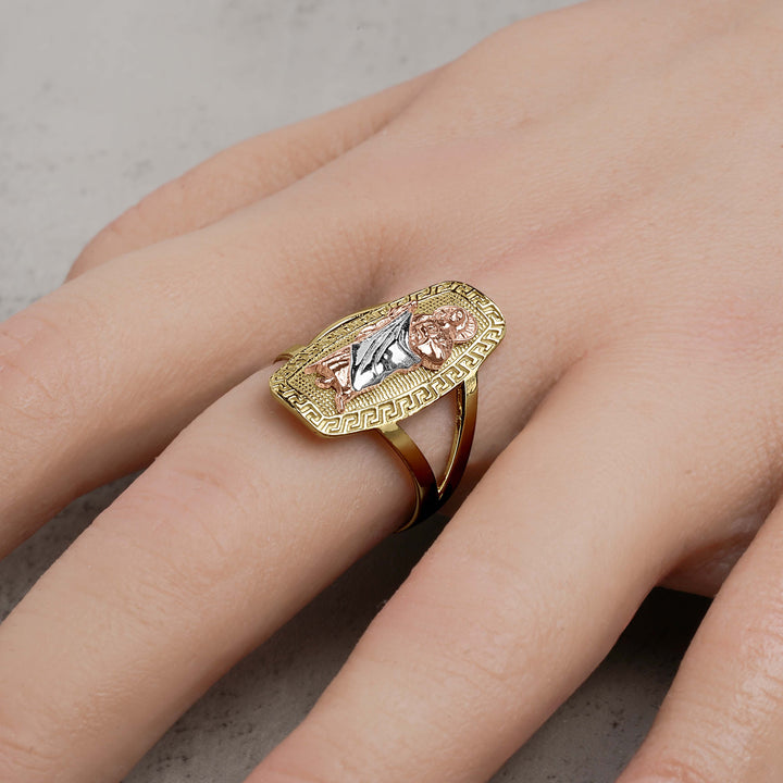 10k & 14k Gold San Judas Rounded Rectangle Ring