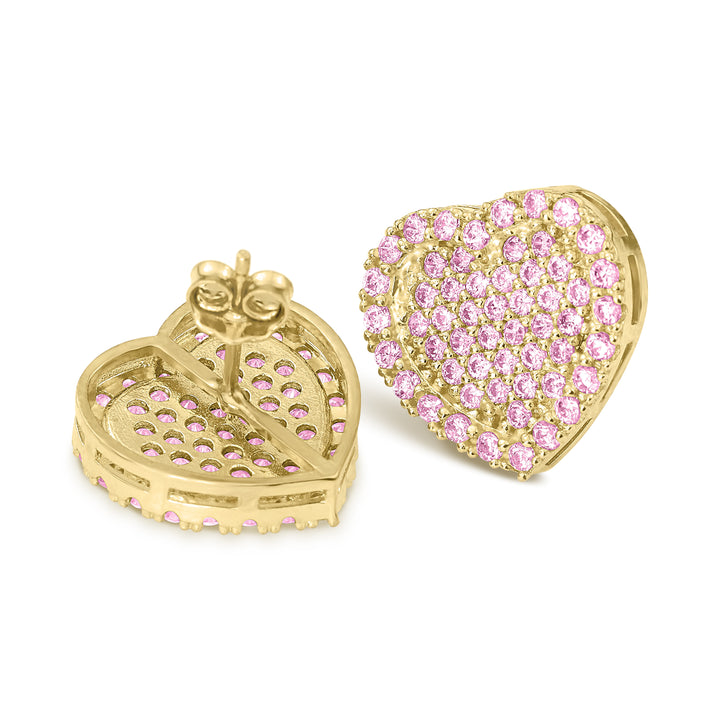 10k Gold Lora Heart CZ Stud Earrings