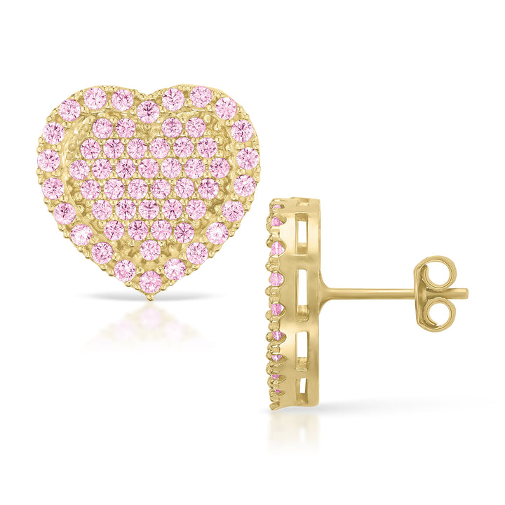 10k Gold Lora Heart CZ Stud Earrings