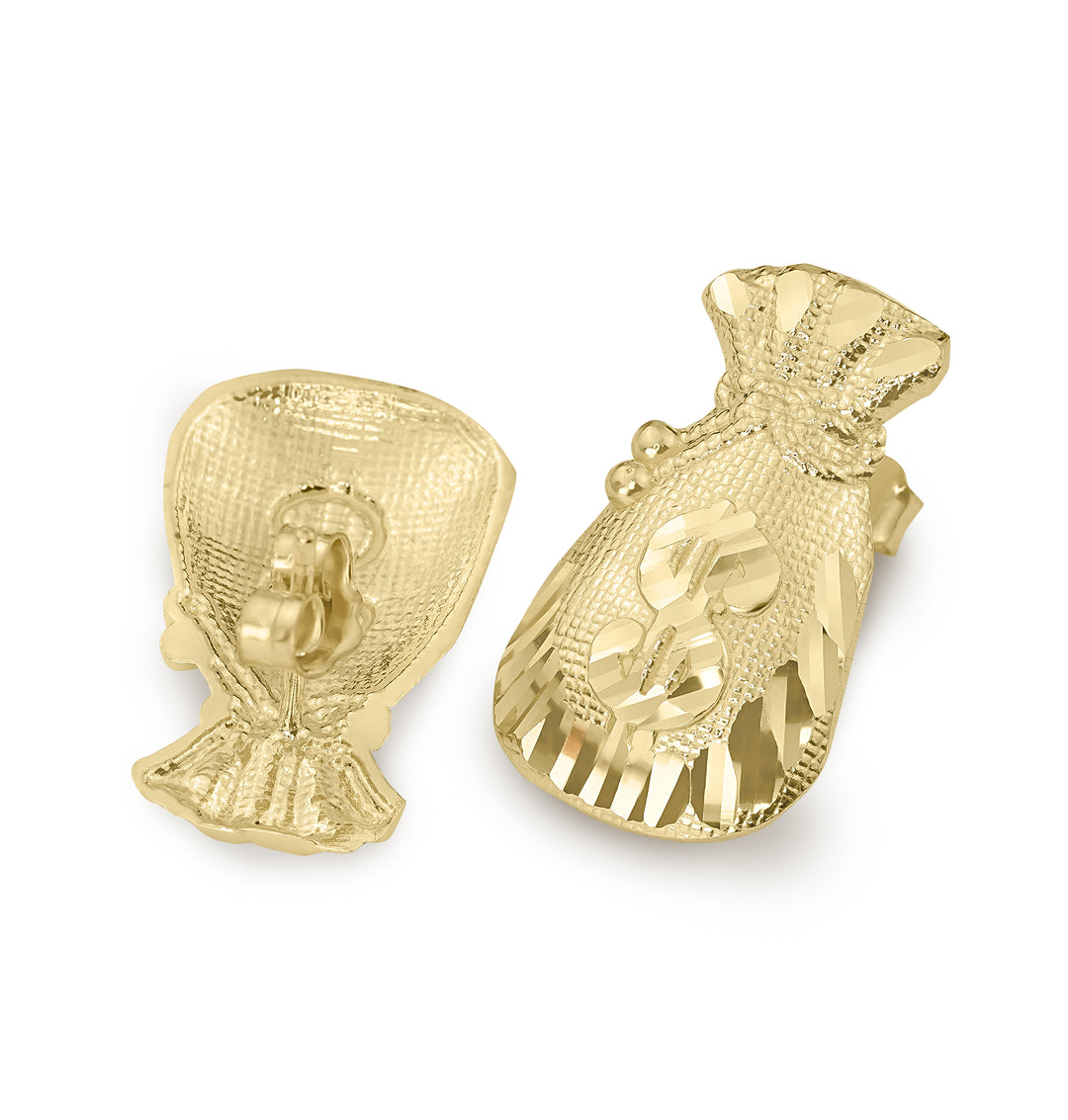 10k Gold Classic Moneybag DC Stud Earrings