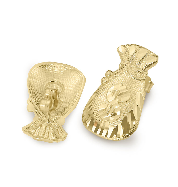 10k Gold Classic Moneybag DC Stud Earrings