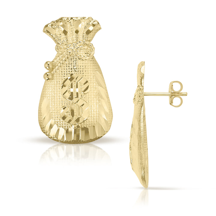 10k Gold Classic Moneybag DC Stud Earrings