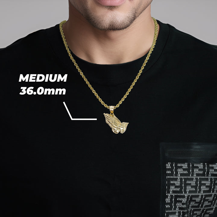 10k Gold Classic Praying Hands Pendant