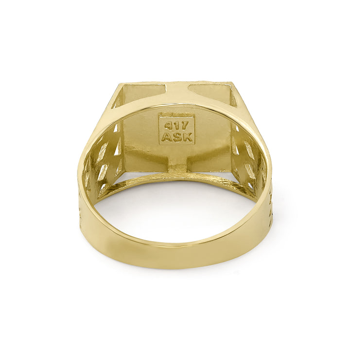 10k Gold Classic Square Two-Tone DC Initial Ring (12.0mm)