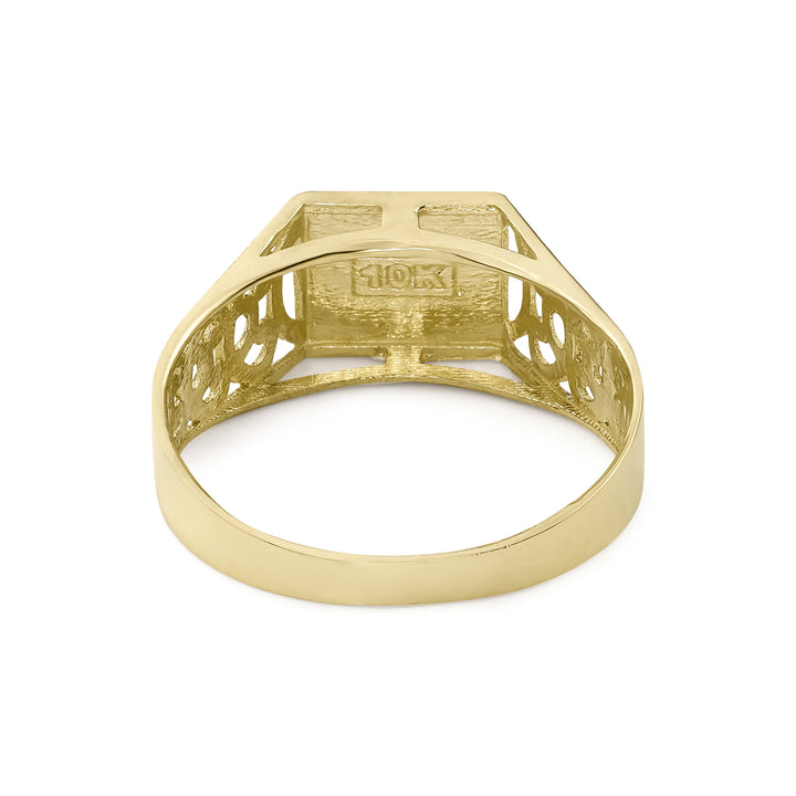 10k Gold Classic Square Two-Tone DC Initial Ring (8.0mm)