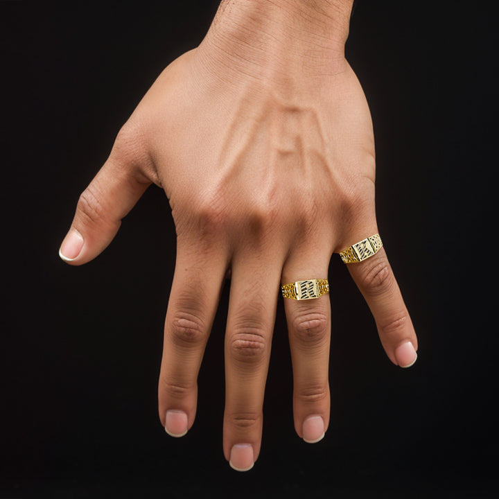 10k Gold Classic Square Two-Tone DC Initial Ring (8.0mm)