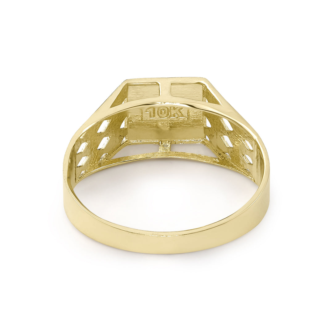 10k Gold Classic Square Two-Tone DC Initial Ring (7.0mm)