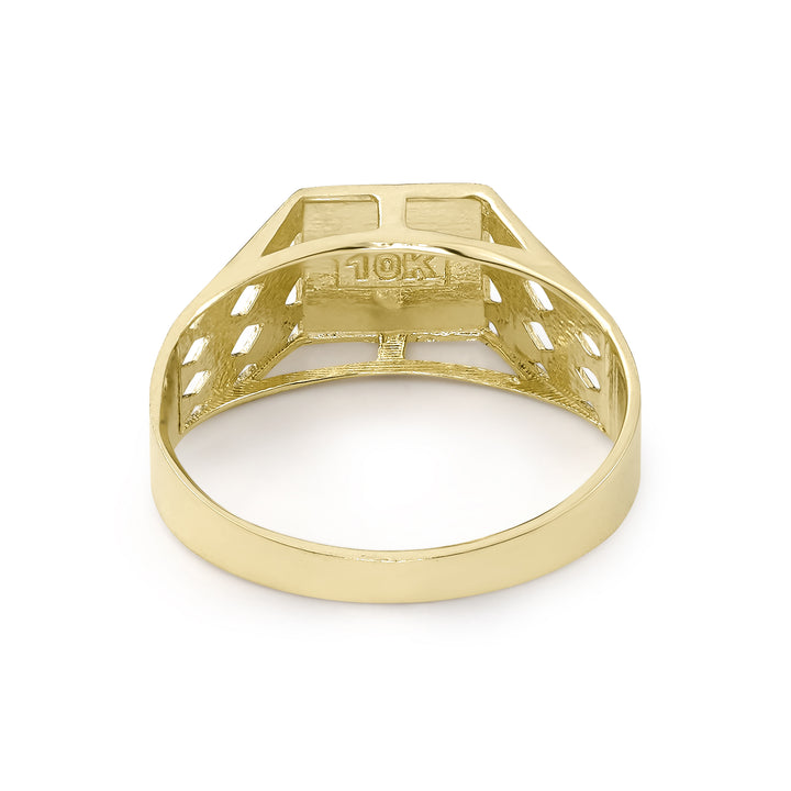 10k Gold Classic Square Two-Tone DC Initial Ring (7.0mm)