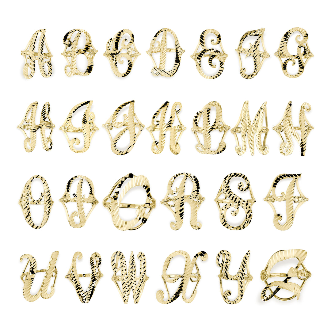 10k Gold Vintage Cursive DC Initial Ring (Large)