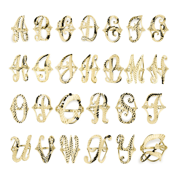 10k Gold Vintage Cursive DC Initial Ring (Large)