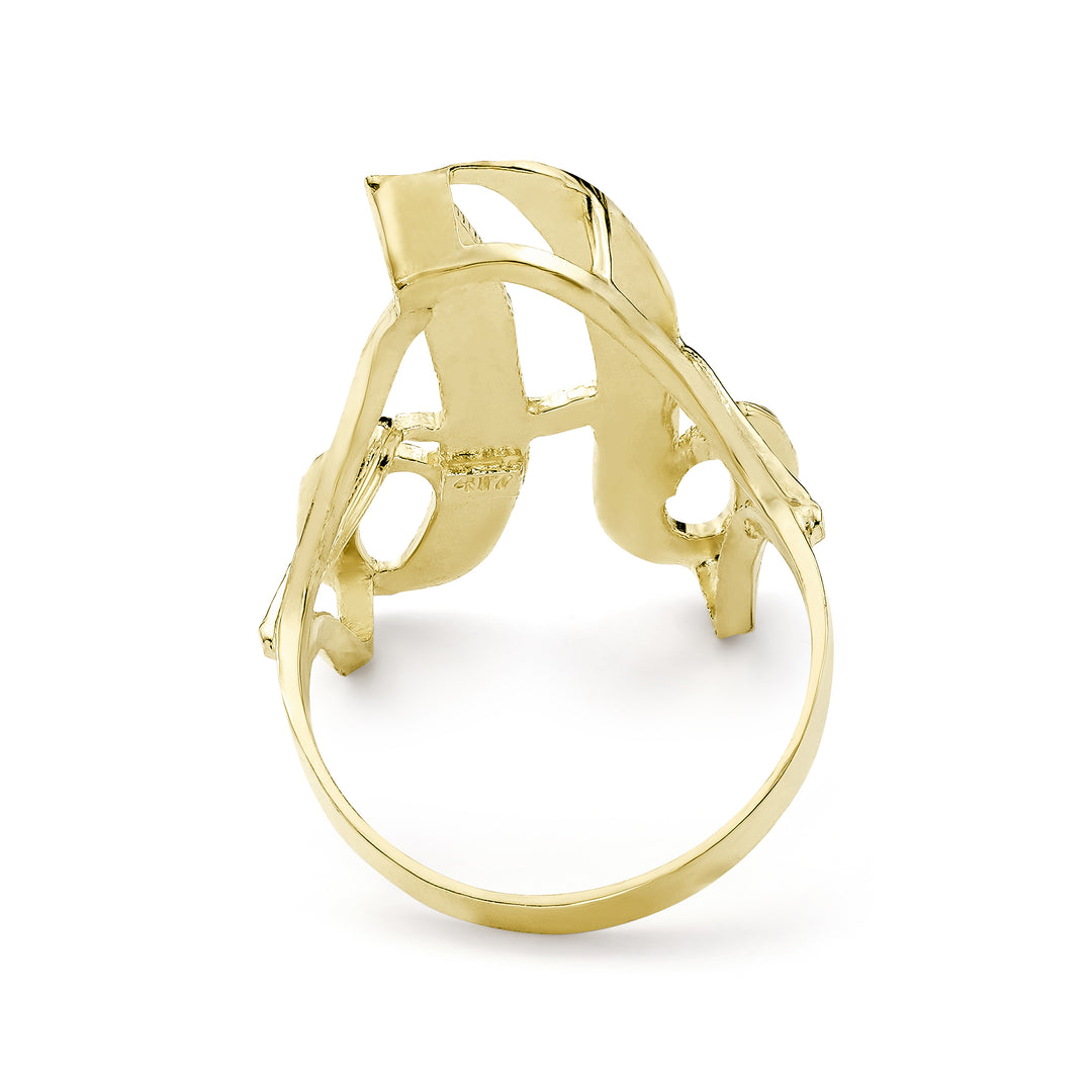 10k Gold Vintage Cursive DC Initial Ring (Large)