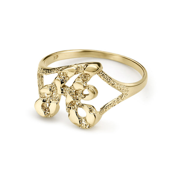 10k Gold Vintage Nugget Slim Initial Ring