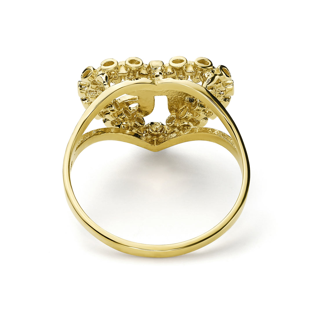 10k Gold Luxe Rollie Heart Initial Ring
