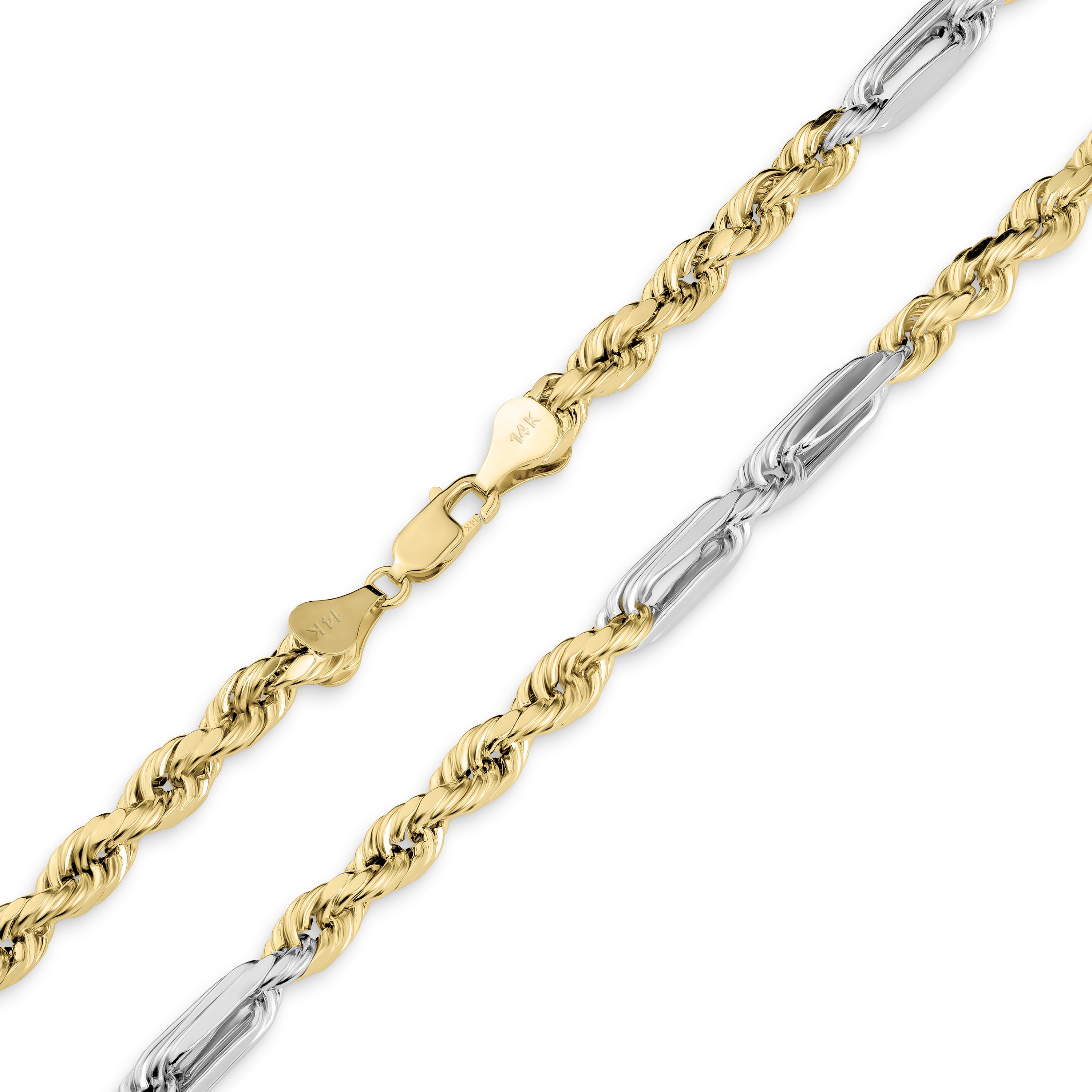 14k Gold Classic Two-Tone Milano Chain (Solid)