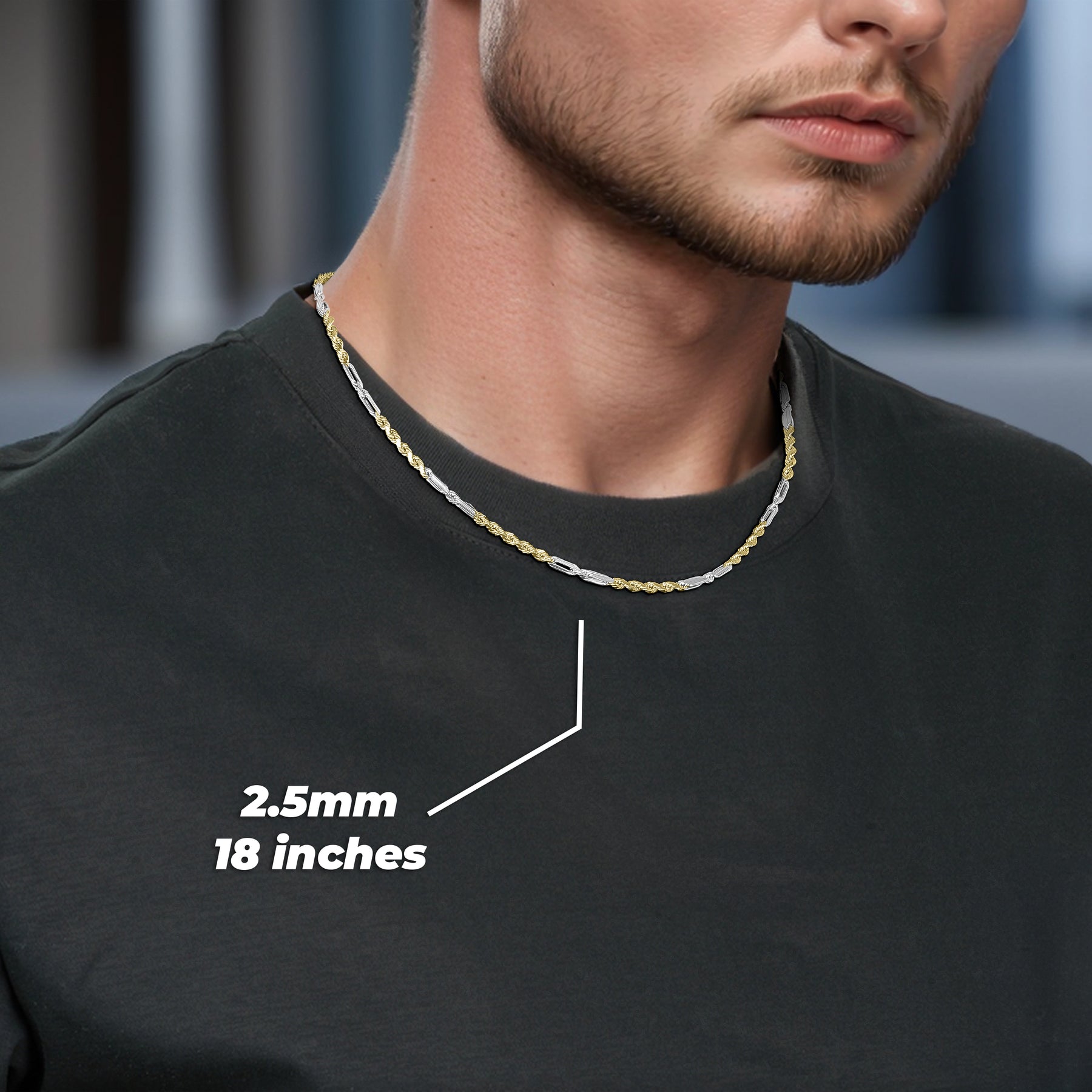 14k Gold Classic Two-Tone Milano Chain (Solid)