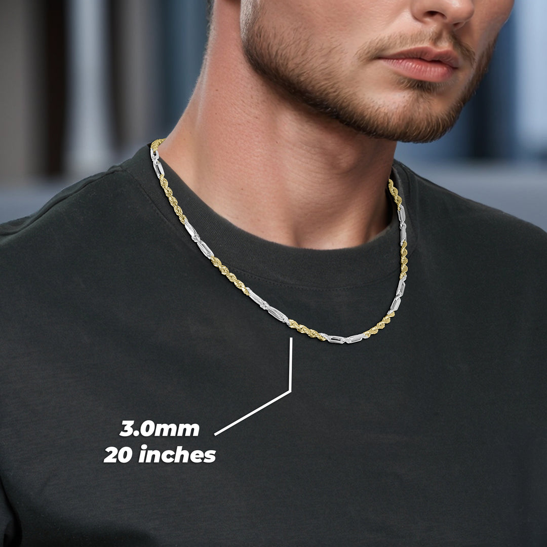 14k Gold Classic Two-Tone Milano Chain (Solid)