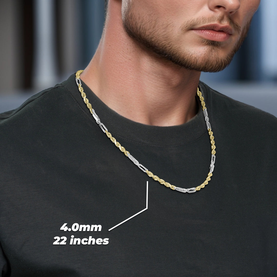 14k Gold Classic Two-Tone Milano Chain (Solid)