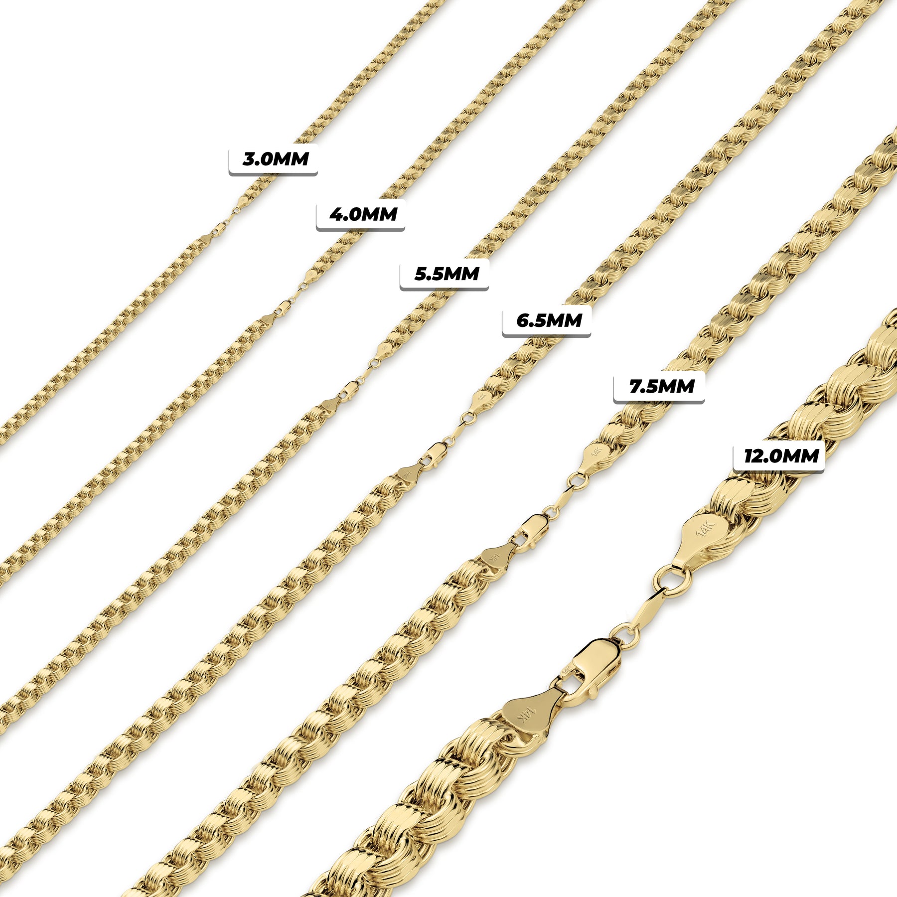 14k Gold Classic Alexander Chain (Hollow)