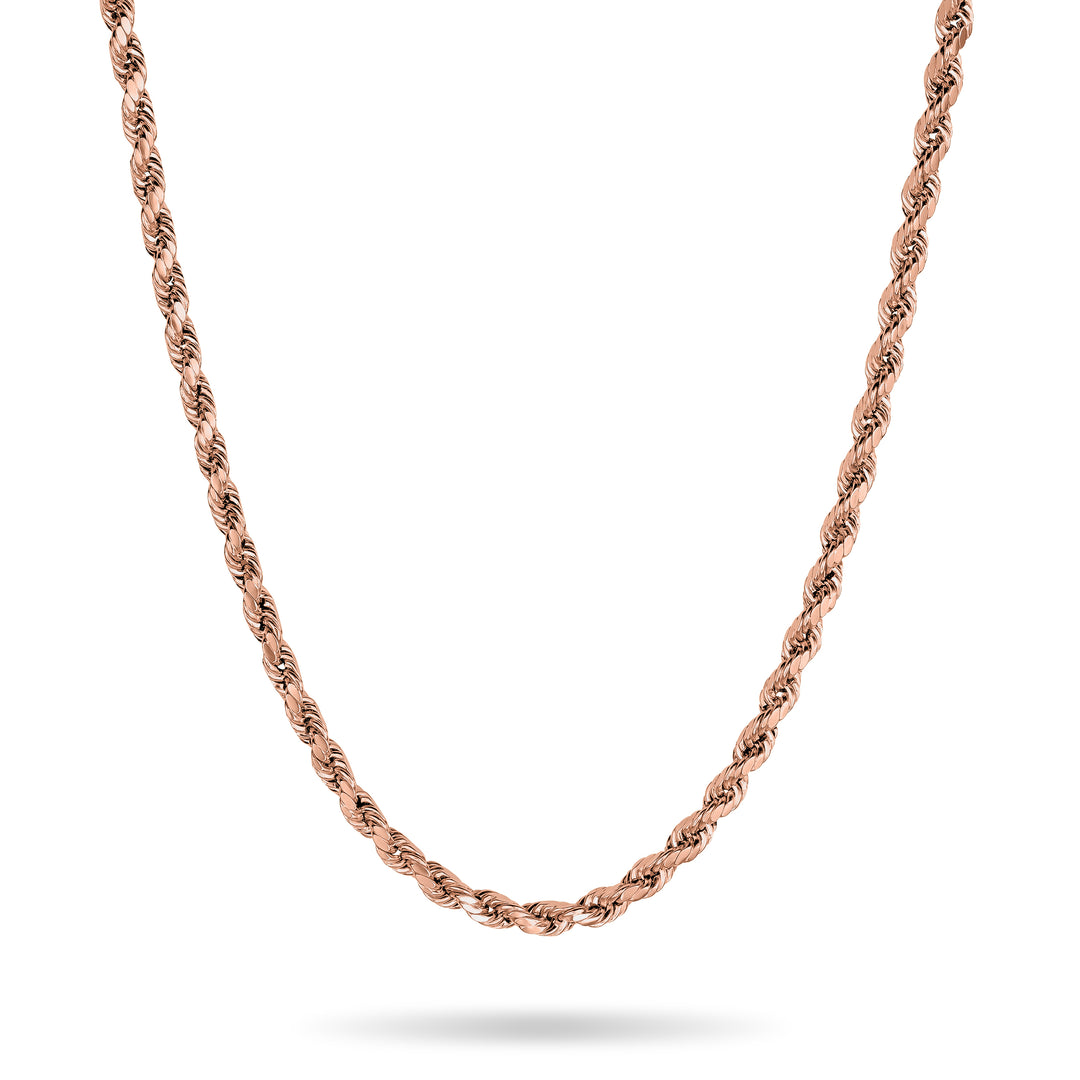 14k Rose Gold Classic DC Rope Chain (Solid)