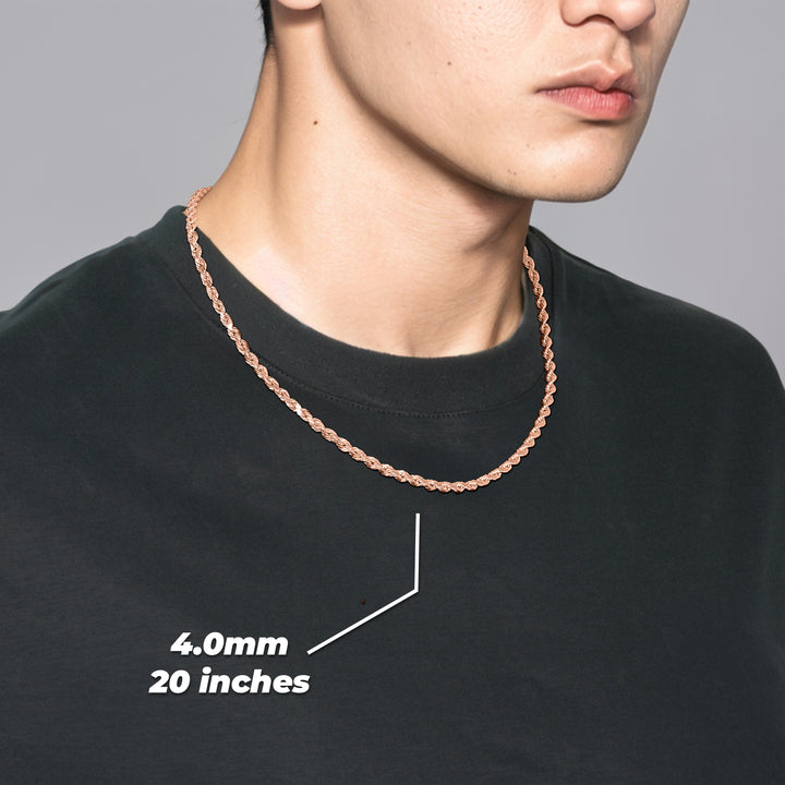 14k Rose Gold Classic DC Rope Chain (Solid)