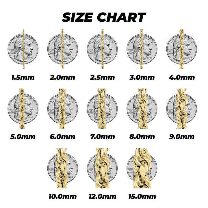 14k Gold Classic DC Rope Chain (Solid)