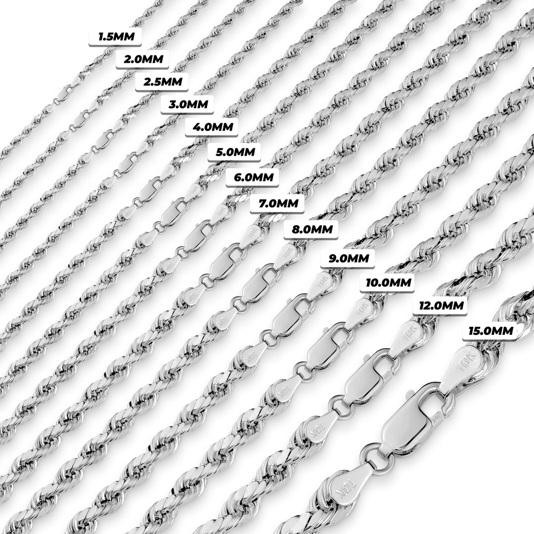 10k White Gold Classic DC Rope Chain (Solid)
