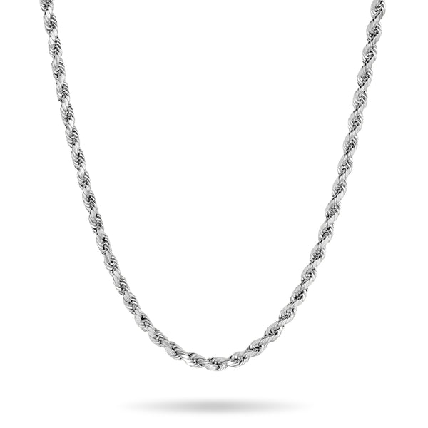 14k White Gold Classic DC Rope Chain (Hollow)