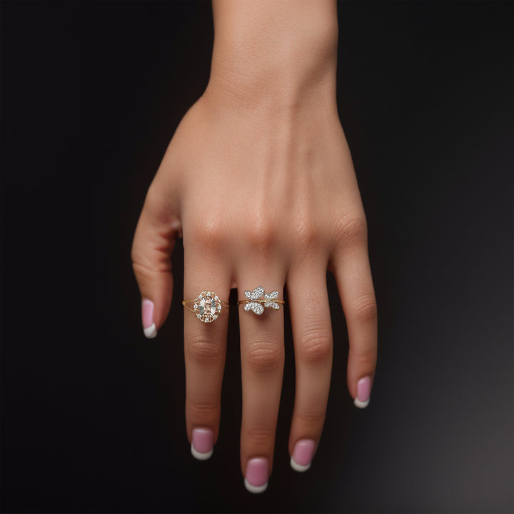 14k Gold Miley Slim Butterfly Two-Tone CZ Ring