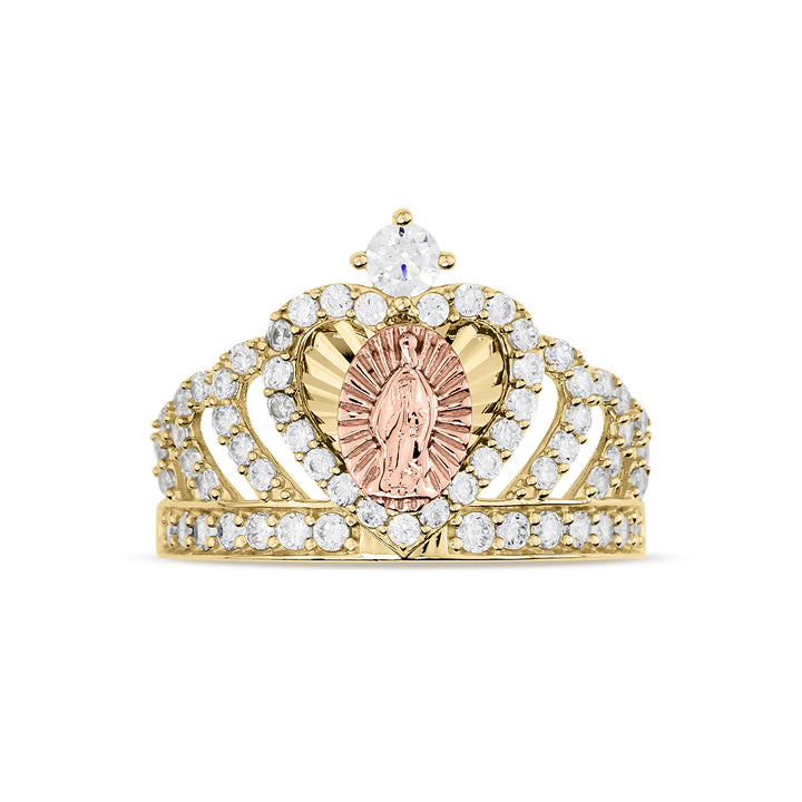 10k & 14k Gold Virgin Mary Guadalupe Royal Crown Ring