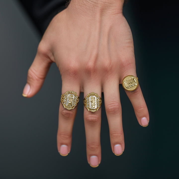 10k & 14k Gold San Judas Two-Tone CZ Royal Ring
