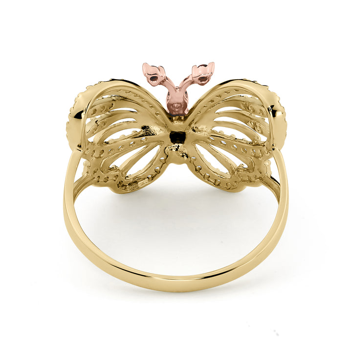 14k Gold Genie Butterfly Two-Tone CZ Ring