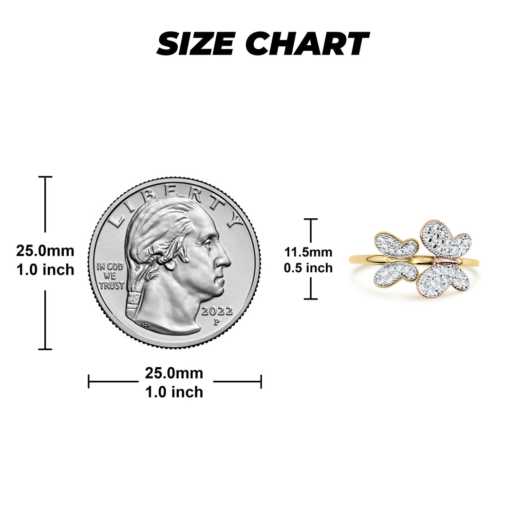 14k Gold Miley Slim Butterfly Two-Tone CZ Ring