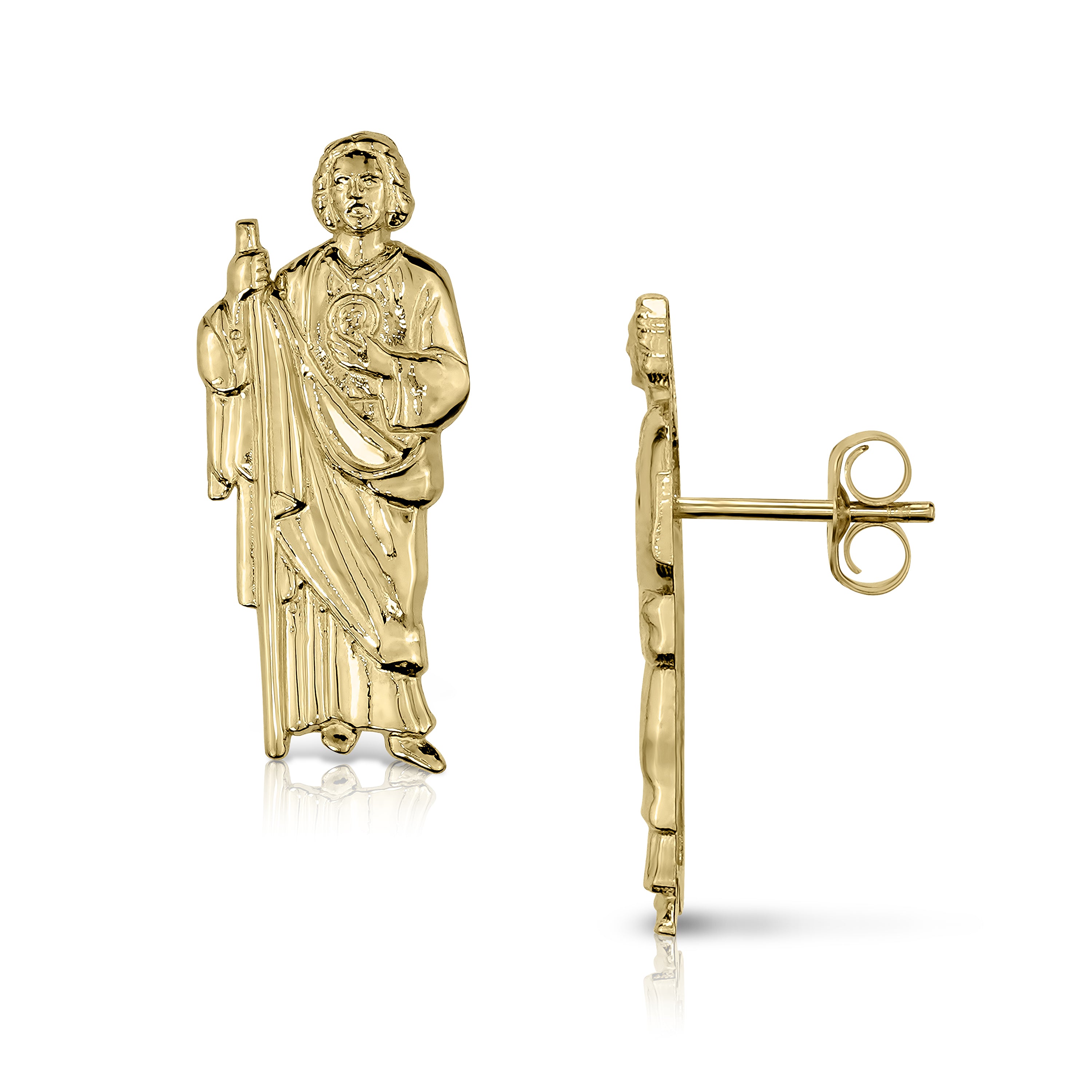 14k Gold Classic Two-Tone San Judas Stud Earrings – Nolters