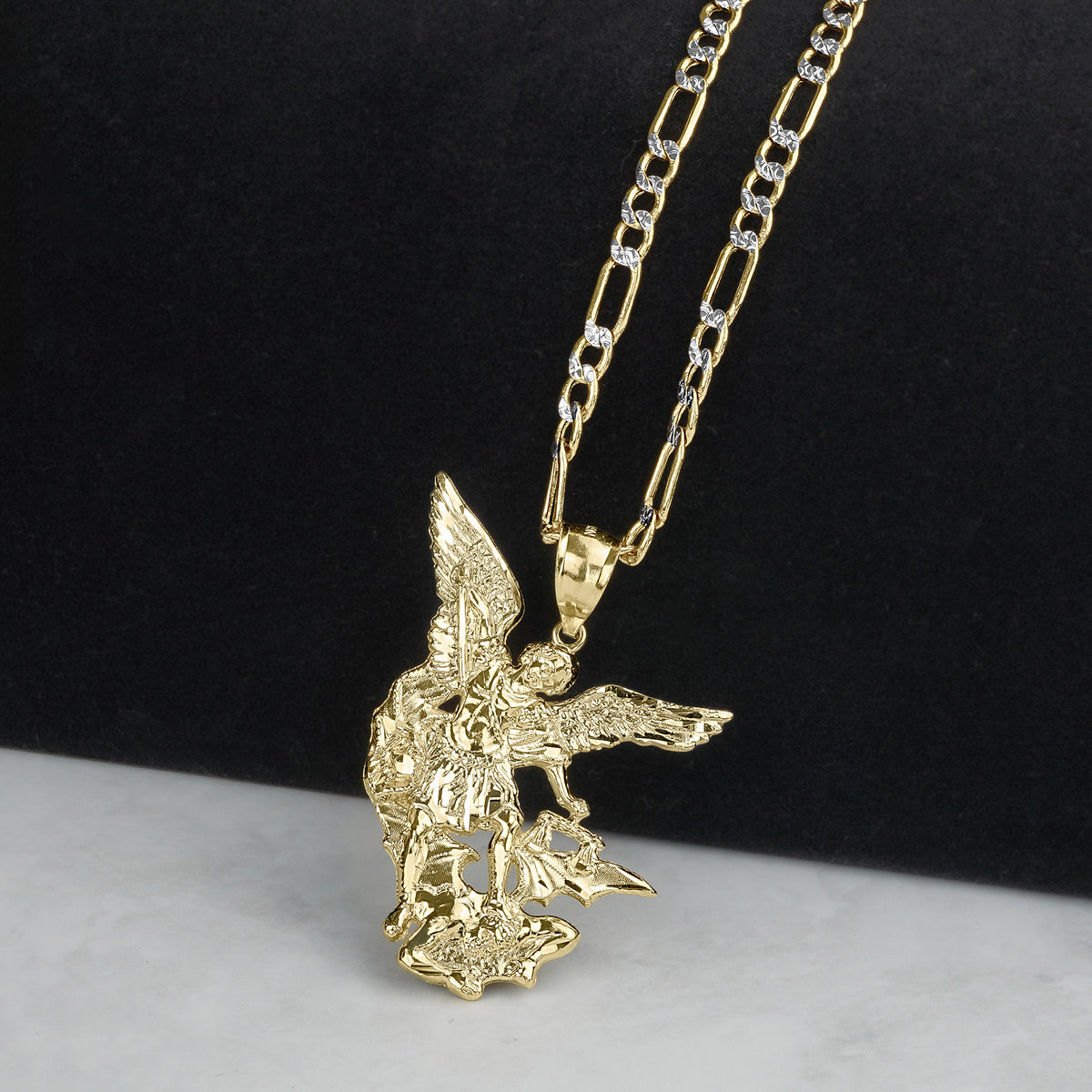 10k & 14k Gold Classic Saint Michael One-Tone DC Pendant