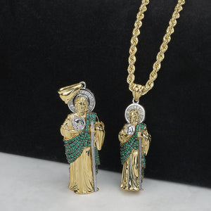 10k & 14k Gold Velco 3D San Judas CZ Pendant