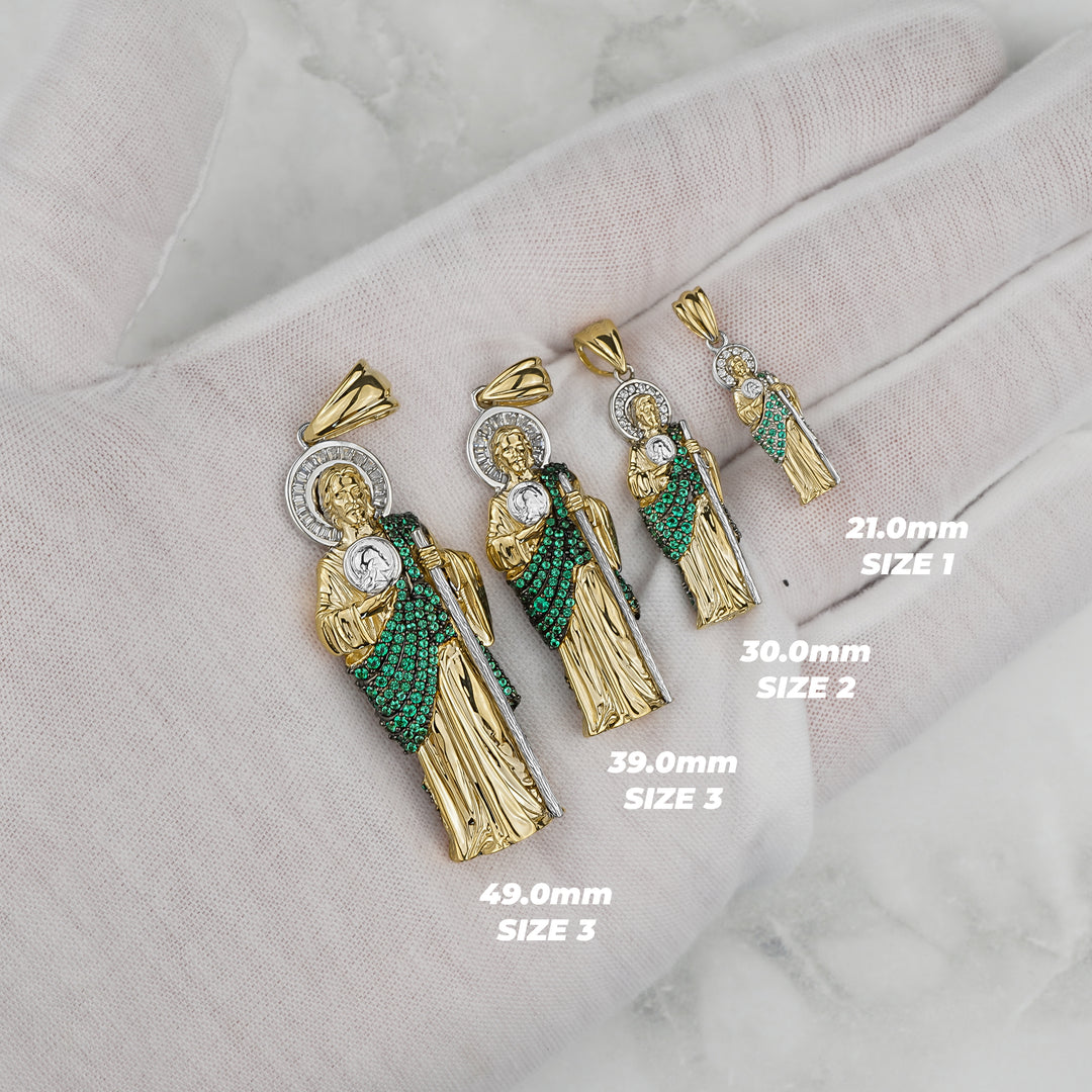 10k & 14k Gold Velco 3D San Judas CZ Pendant