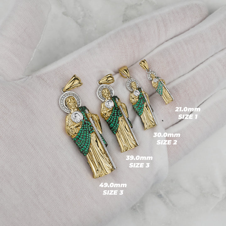 10k & 14k Gold Velco 3D San Judas CZ Pendant