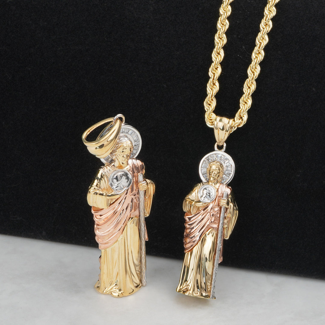 10k & 14k Gold Rosei 3D San Judas CZ Pendant