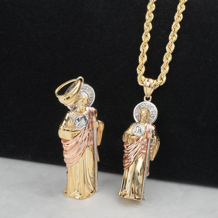 10k & 14k Gold Rosei 3D San Judas CZ Pendant