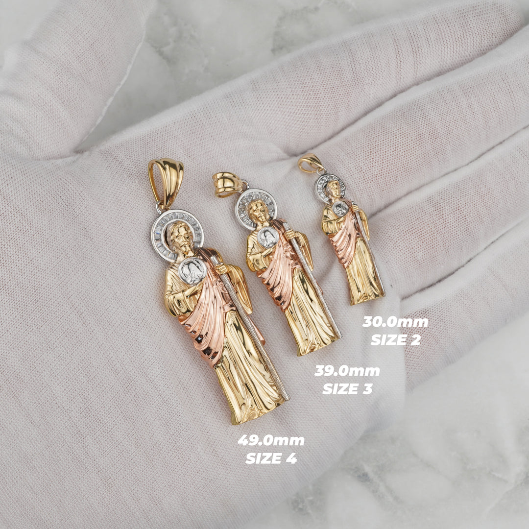10k & 14k Gold Rosei 3D San Judas CZ Pendant