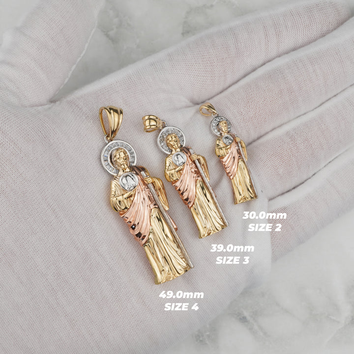 10k & 14k Gold Rosei 3D San Judas CZ Pendant