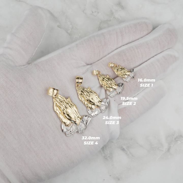 10k & 14k Gold Classic DC Praying Hands Pendant