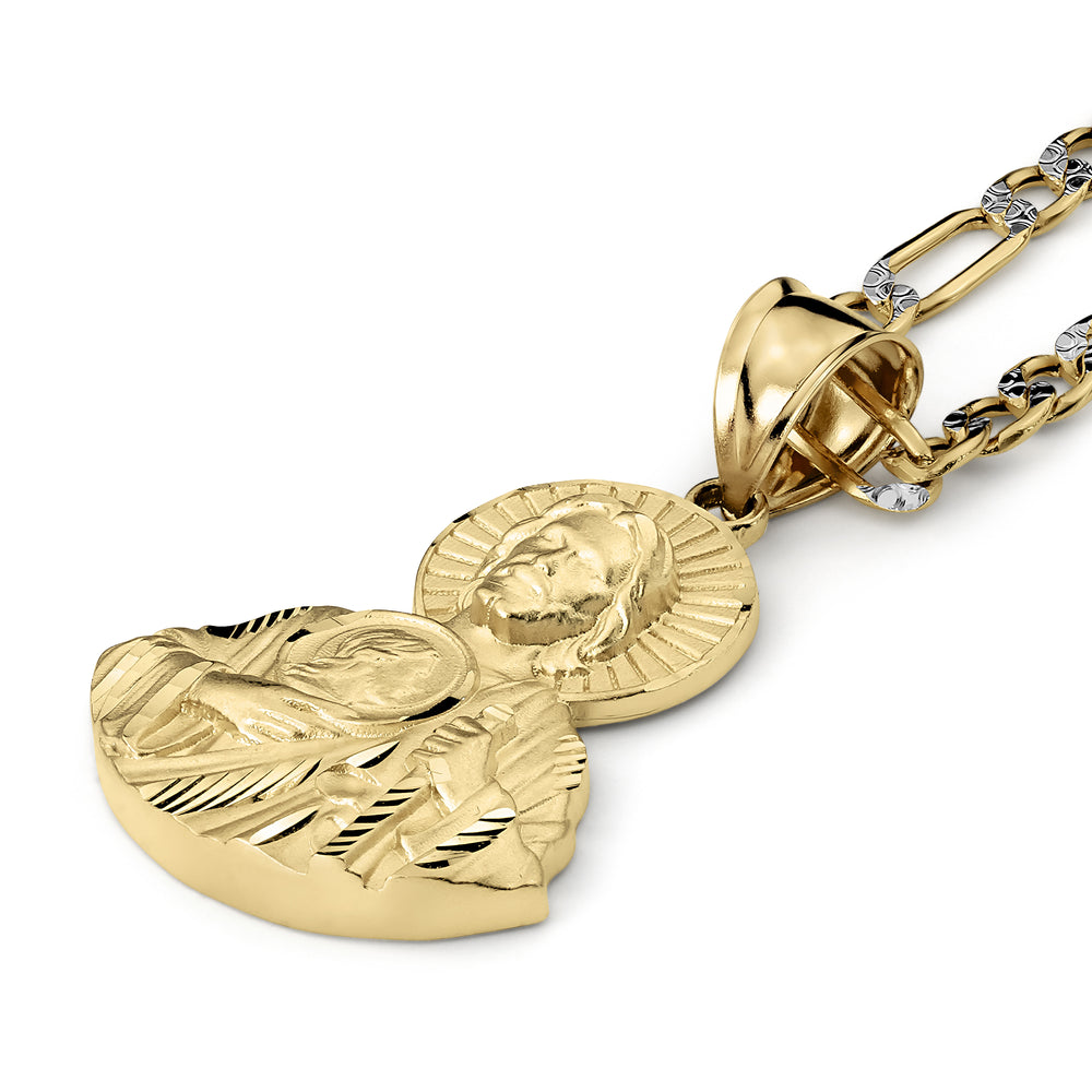 14k Gold Matte San Judas Half Body Pendant