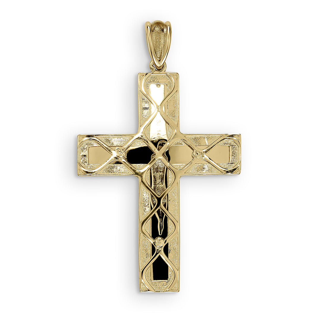 10k & 14k Gold Vincent Two-Tone Crucifix Classic Cross Pendant