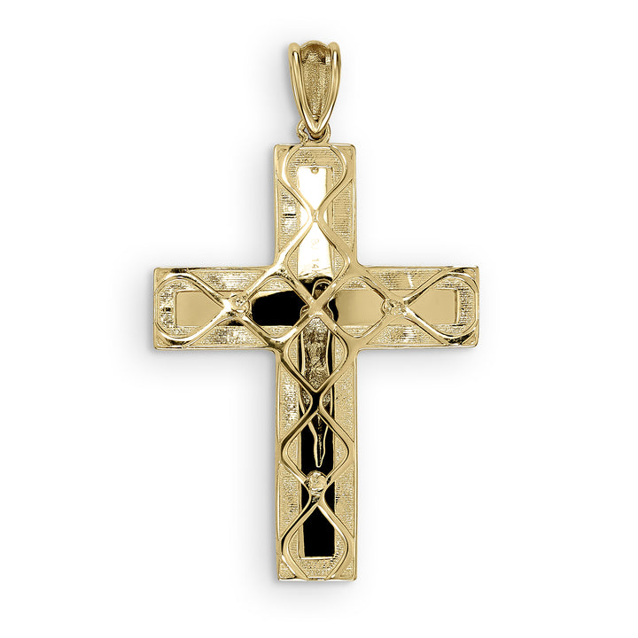 10k & 14k Gold Vincent Two-Tone Crucifix Classic Cross Pendant