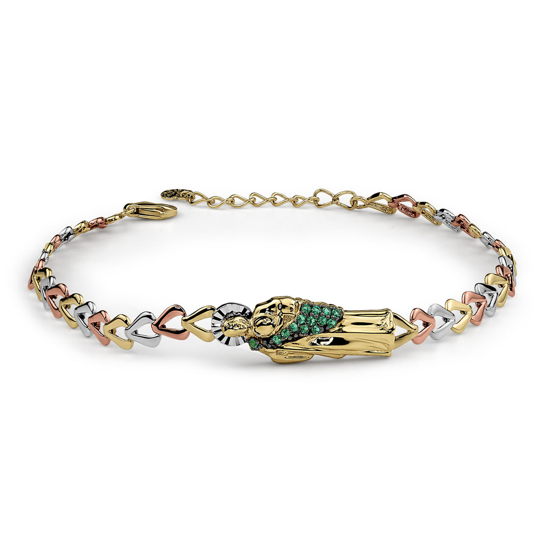10k & 14k Gold San Judas Mlar Tricolor Bracelet

