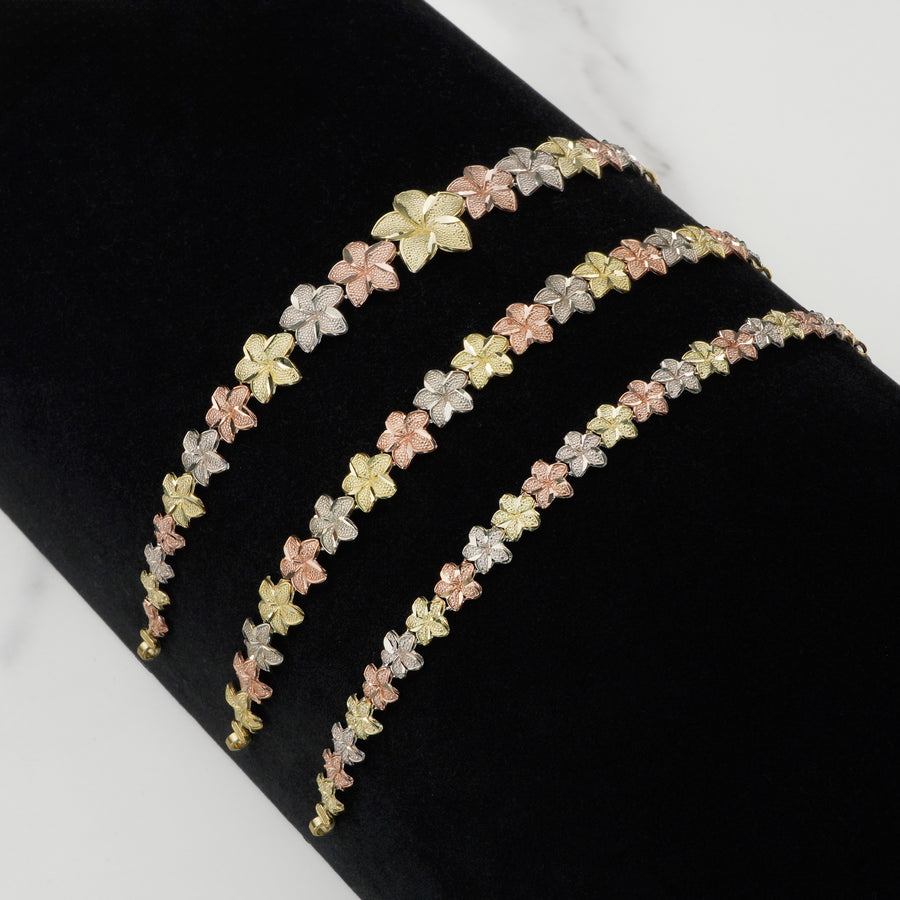 10k & 14k Gold Fiori Hibiscus Flower Tricolor Bracelet