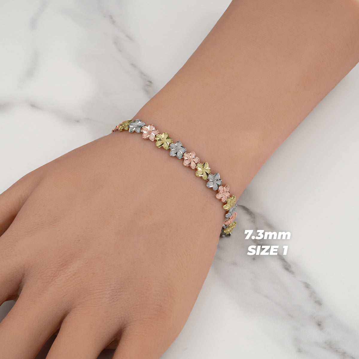 10k & 14k Gold Fiori Hibiscus Flower Tricolor Bracelet
